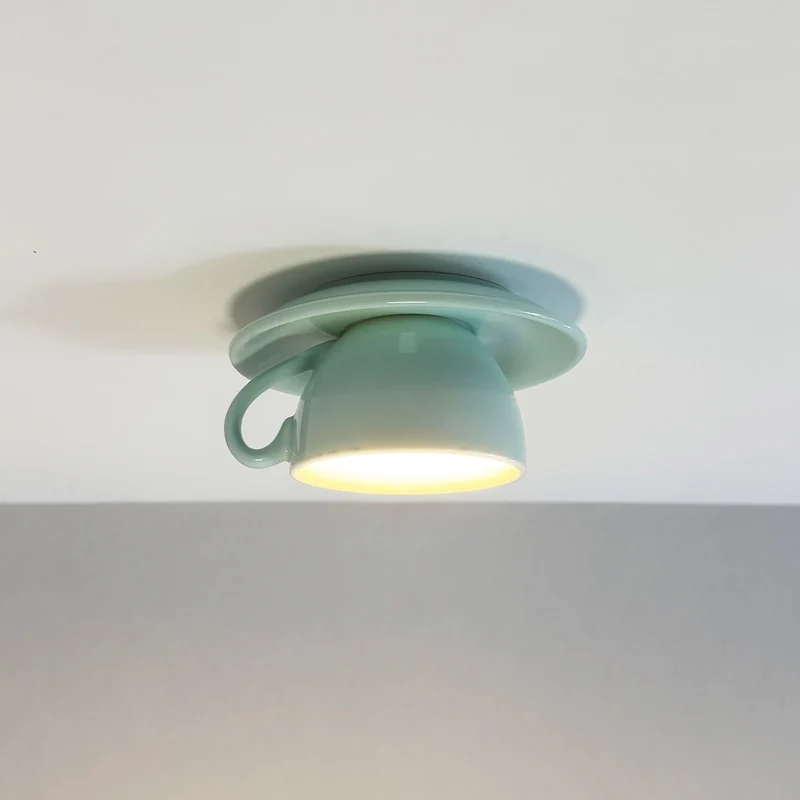 Keramische Plafondlamp Koffiemok Design LED Verlichting Speels Interieur Lichtinstallatie Woonkamer Slaapkamer | Sansoti