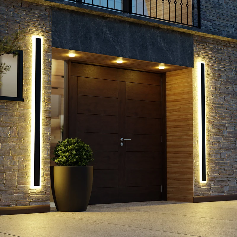 LED Buitenwandlamp Zwart Metaal 30-200cm Waterdicht IP65 Lineair Design voor Tuin Gang Terras Verlichting | Sansoti