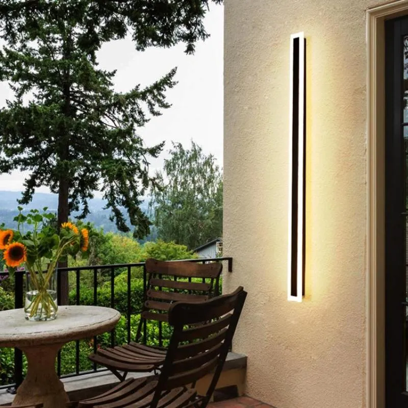 LED Buitenwandlamp Zwart Metaal 30-200cm Waterdicht IP65 Lineair Design voor Tuin Gang Terras Verlichting | Sansoti