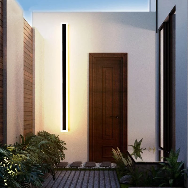 LED Buitenwandlamp Zwart Metaal 30-200cm Waterdicht IP65 Lineair Design voor Tuin Gang Terras Verlichting | Sansoti