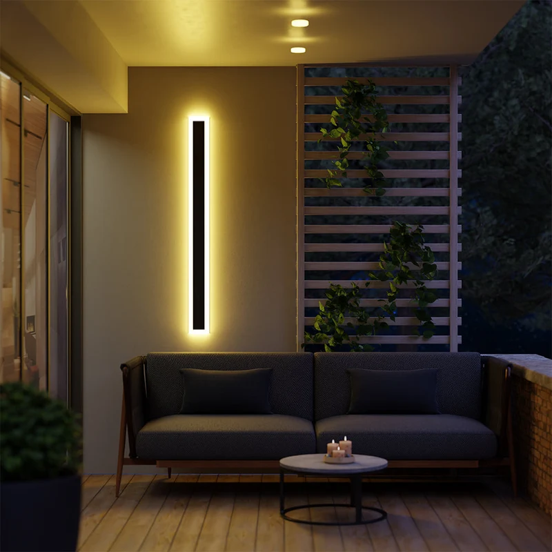 LED Buitenwandlamp Zwart Metaal 30-200cm Waterdicht IP65 Lineair Design voor Tuin Gang Terras Verlichting | Sansoti
