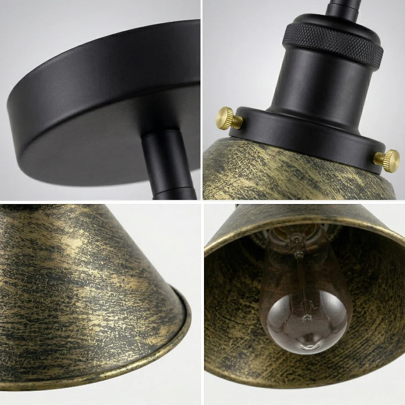 Vintage Deckenlampe Grün Messing-Fassung Flush Mount ~3627