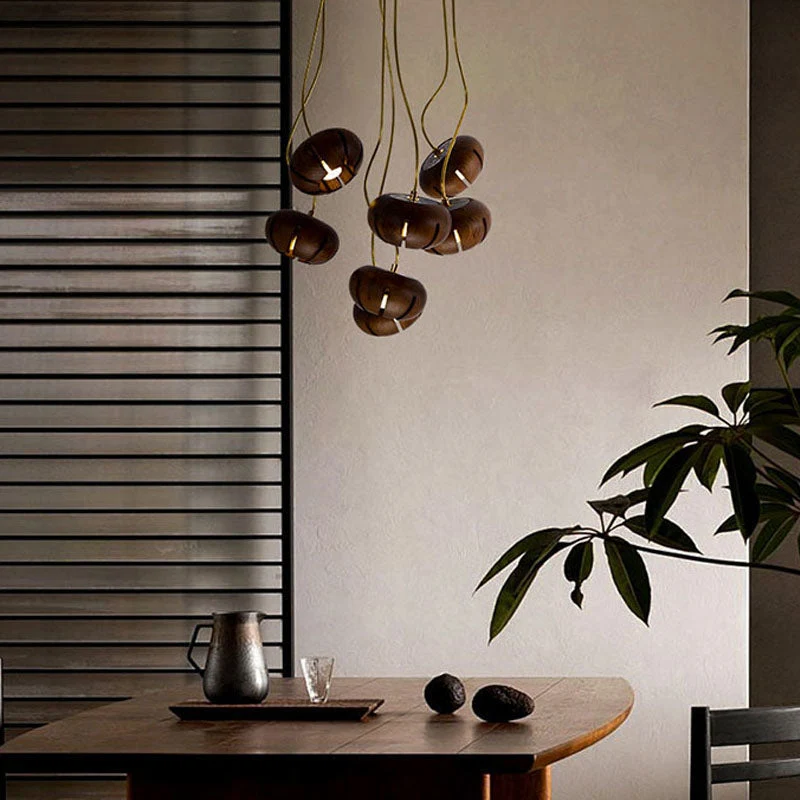 Houten Kroonluchter Cluster met Meerdere Lichtpunten Plafondlamp voor Eetkamer Slaapkamer Woonkamer Verlichting | Sansoti