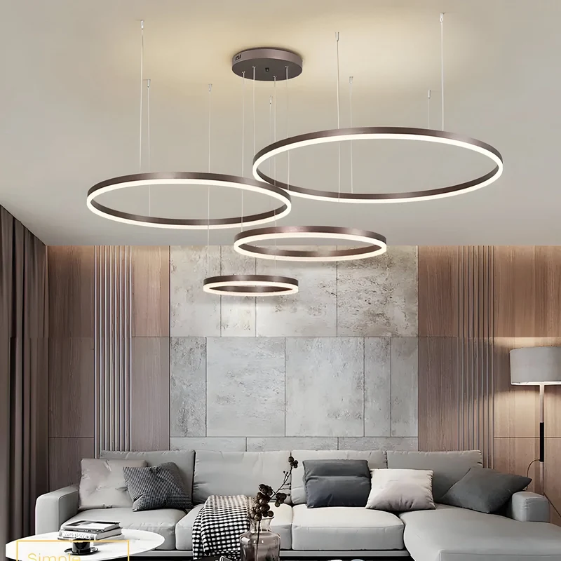 Dimbare Hanglamp Meerdere Ringen LED Verstelbaar Goud Zwart Wit Moderne Sfeerverlichting voor Woonkamer Eetkamer | Sansoti