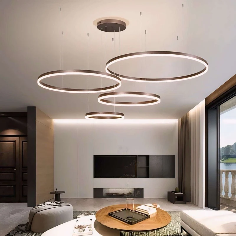 Dimbare Hanglamp Meerdere Ringen LED Verstelbaar Goud Zwart Wit Moderne Sfeerverlichting voor Woonkamer Eetkamer | Sansoti