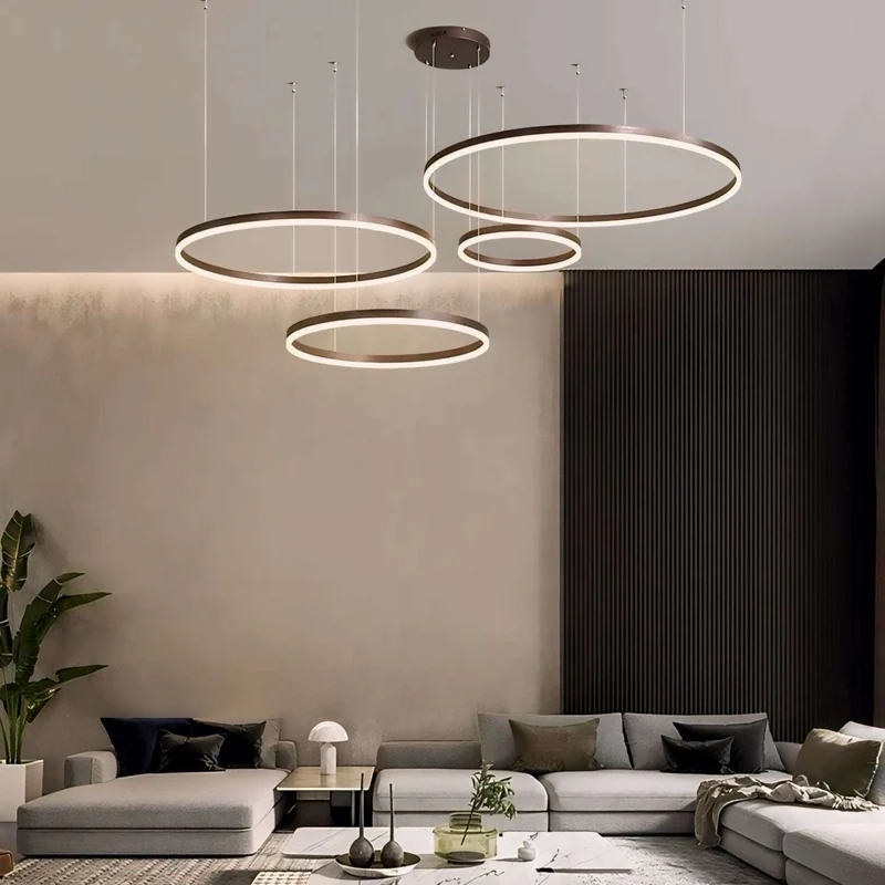 Dimbare Hanglamp Meerdere Ringen LED Verstelbaar Goud Zwart Wit Moderne Sfeerverlichting voor Woonkamer Eetkamer | Sansoti