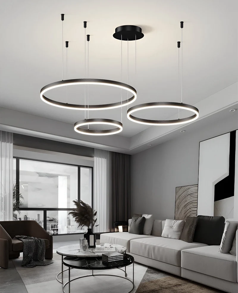 Dimbare Hanglamp Meerdere Ringen LED Verstelbaar Goud Zwart Wit Moderne Sfeerverlichting voor Woonkamer Eetkamer | Sansoti