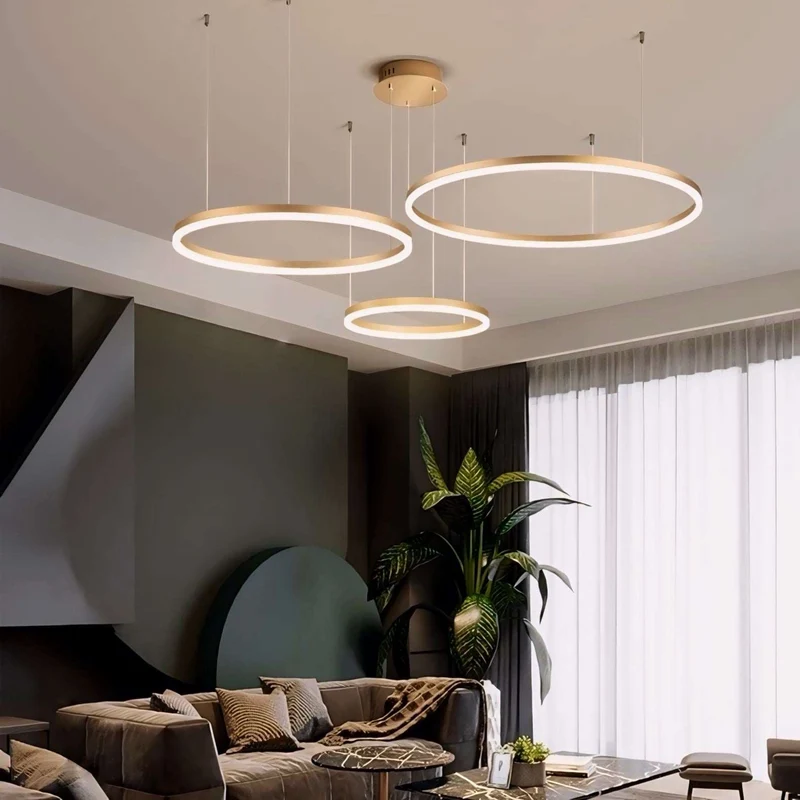 Dimbare Hanglamp Meerdere Ringen LED Verstelbaar Goud Zwart Wit Moderne Sfeerverlichting voor Woonkamer Eetkamer | Sansoti