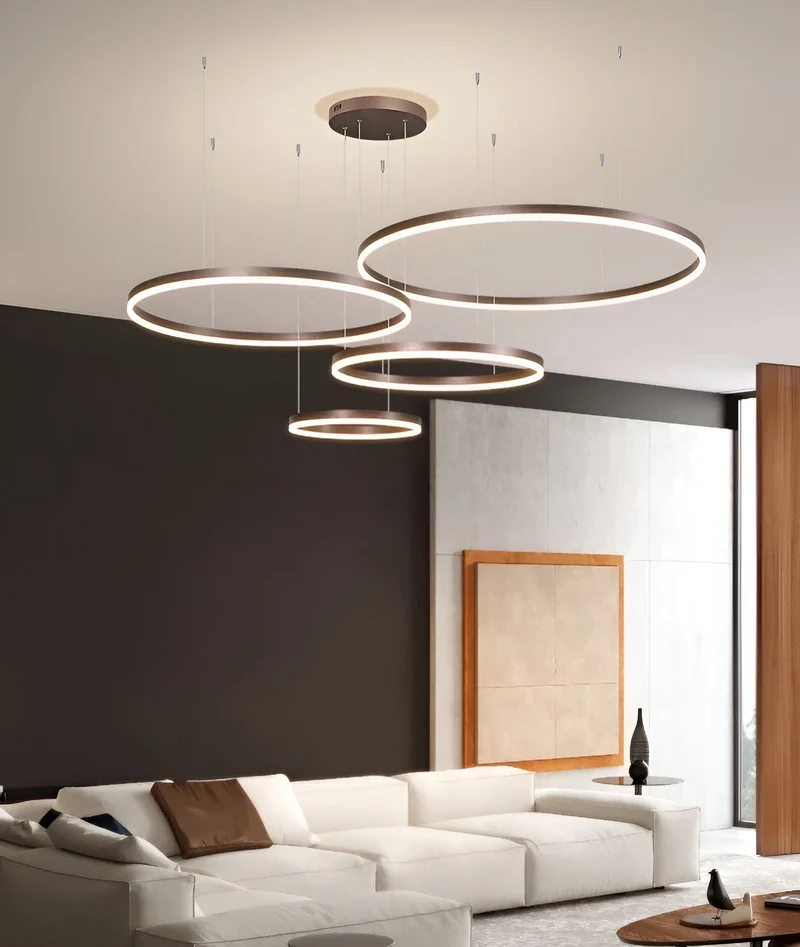 Dimbare Hanglamp Meerdere Ringen LED Verstelbaar Goud Zwart Wit Moderne Sfeerverlichting voor Woonkamer Eetkamer | Sansoti