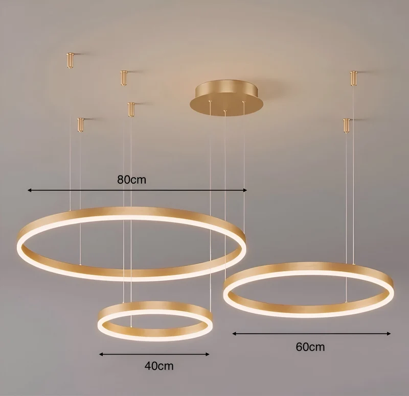 Dimbare Hanglamp Meerdere Ringen LED Verstelbaar Goud Zwart Wit Moderne Sfeerverlichting voor Woonkamer Eetkamer | Sansoti