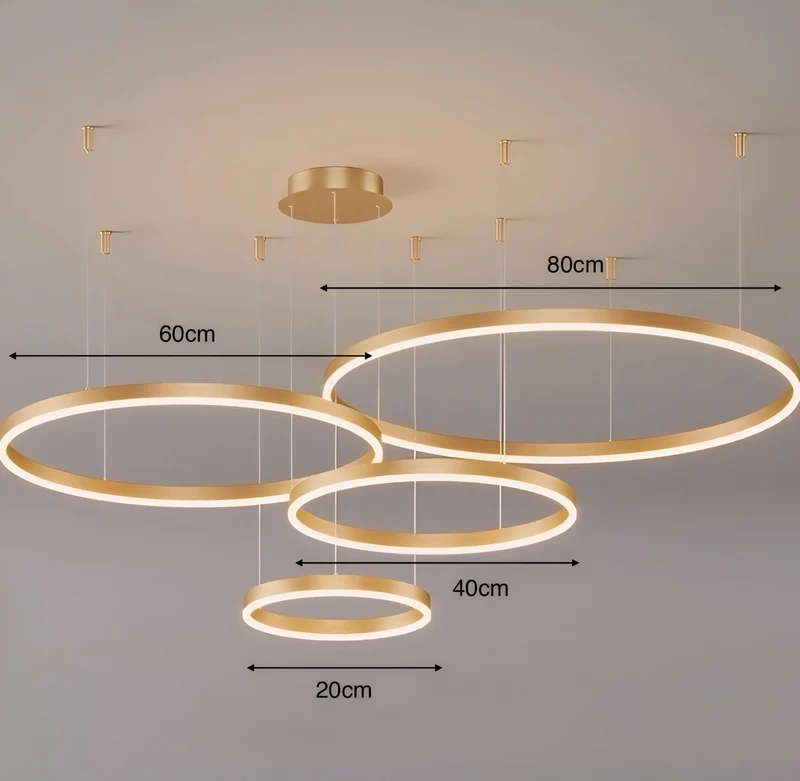 Dimbare Hanglamp Meerdere Ringen LED Verstelbaar Goud Zwart Wit Moderne Sfeerverlichting voor Woonkamer Eetkamer | Sansoti