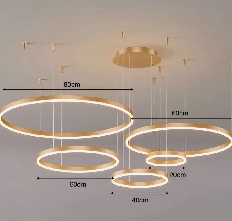 Dimbare Hanglamp Meerdere Ringen LED Verstelbaar Goud Zwart Wit Moderne Sfeerverlichting voor Woonkamer Eetkamer | Sansoti