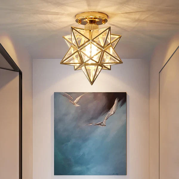 Pinlo stervorm plafondlamp E27 goud hal slaapkamer verlichting geometrisch design plafondlamp modern klassiek compact 20 cm | Sansoti