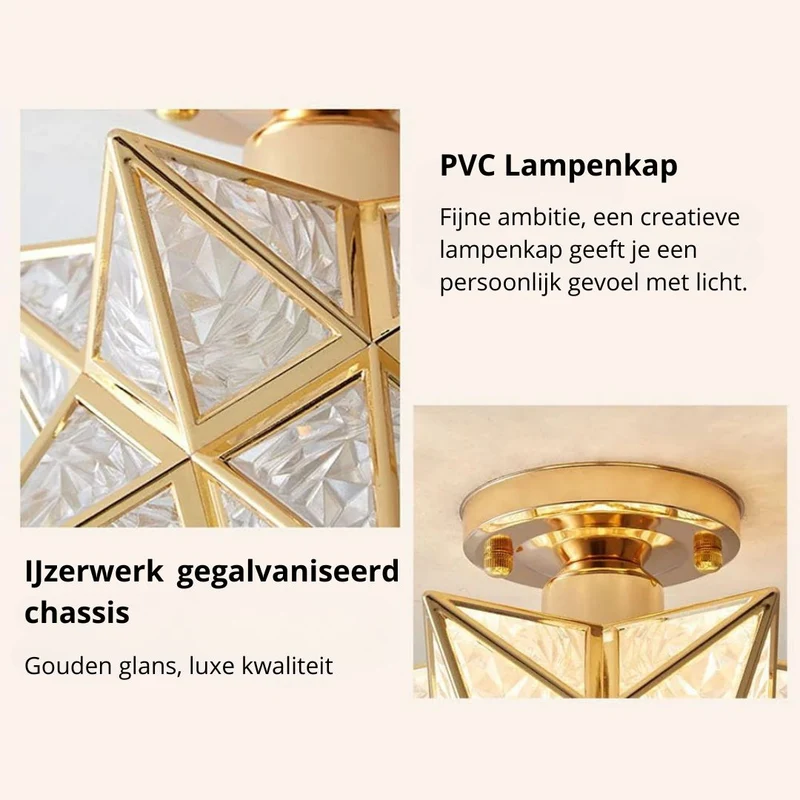 Pinlo stervorm plafondlamp E27 goud hal slaapkamer verlichting geometrisch design plafondlamp modern klassiek compact 20 cm | Sansoti