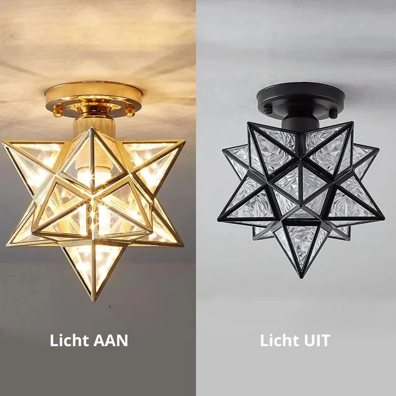 Pinlo stervorm plafondlamp E27 goud hal slaapkamer verlichting geometrisch design plafondlamp modern klassiek compact 20 cm | Sansoti