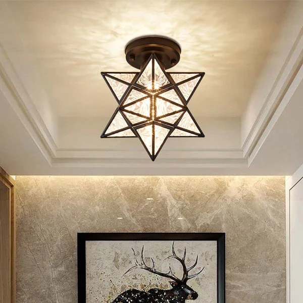 Pinlo stervorm plafondlamp E27 goud hal slaapkamer verlichting geometrisch design plafondlamp modern klassiek compact 20 cm | Sansoti