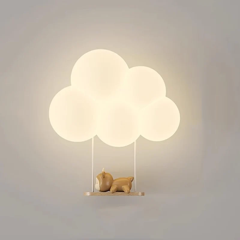 Wolkvormige LED-wandlamp voor kinderkamer | Zacht nachtlampje met dierenmotieven warmwit licht decoratief | Sansoti