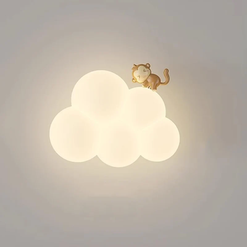Wolkvormige LED-wandlamp voor kinderkamer | Zacht nachtlampje met dierenmotieven warmwit licht decoratief | Sansoti