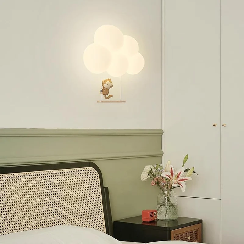 Wolkvormige LED-wandlamp voor kinderkamer | Zacht nachtlampje met dierenmotieven warmwit licht decoratief | Sansoti