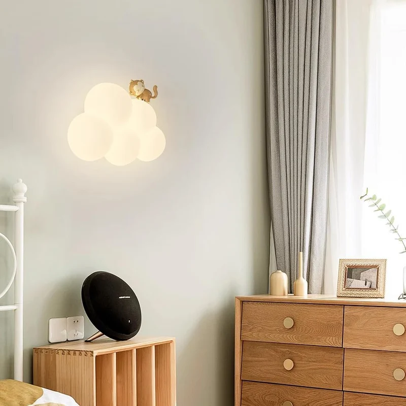 Wolkvormige LED-wandlamp voor kinderkamer | Zacht nachtlampje met dierenmotieven warmwit licht decoratief | Sansoti