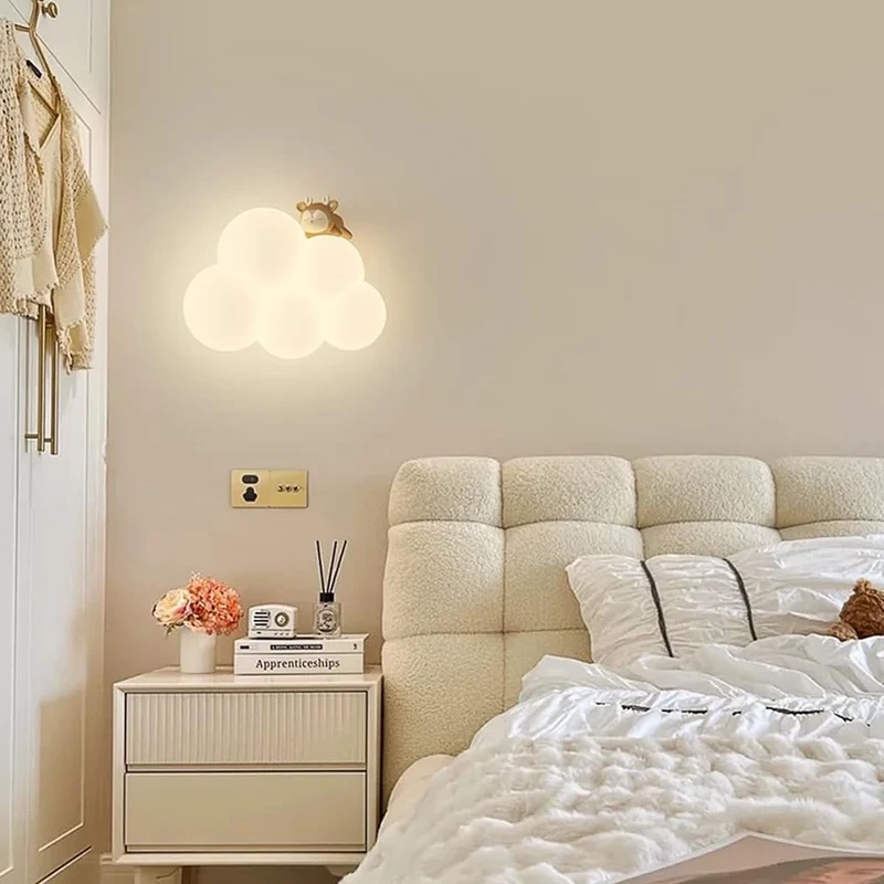 Wolkvormige LED-wandlamp voor kinderkamer | Zacht nachtlampje met dierenmotieven warmwit licht decoratief | Sansoti