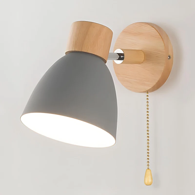 Wandlamp met Trekschakelaar Scandinavisch Design Stoffen Kap E27 Fitting Sfeervol Leeslicht Woonkamer | Sansoti