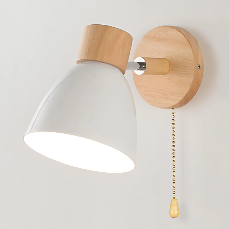 Wandlamp met Trekschakelaar Scandinavisch Design Stoffen Kap E27 Fitting Sfeervol Leeslicht Woonkamer | Sansoti
