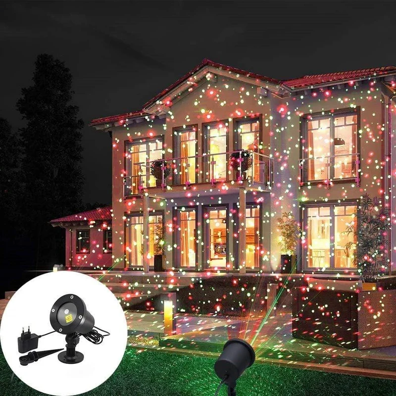 Laser Projector Buitenverlichting Rood Groen Patroon Waterdicht Timer Feestverlichting voor Tuin Gevel | Sansoti