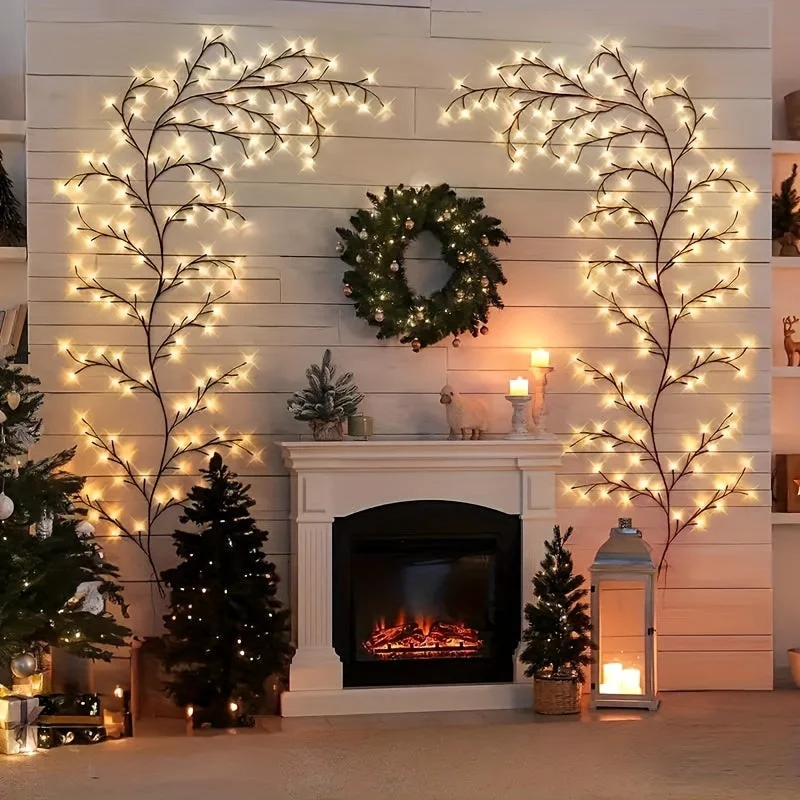 Wandverlichting Wilgentakken LED 96 Lichtpunten Warm Wit USB Decoratieve Wandlamp Sfeerverlichting Interieur | Sansoti
