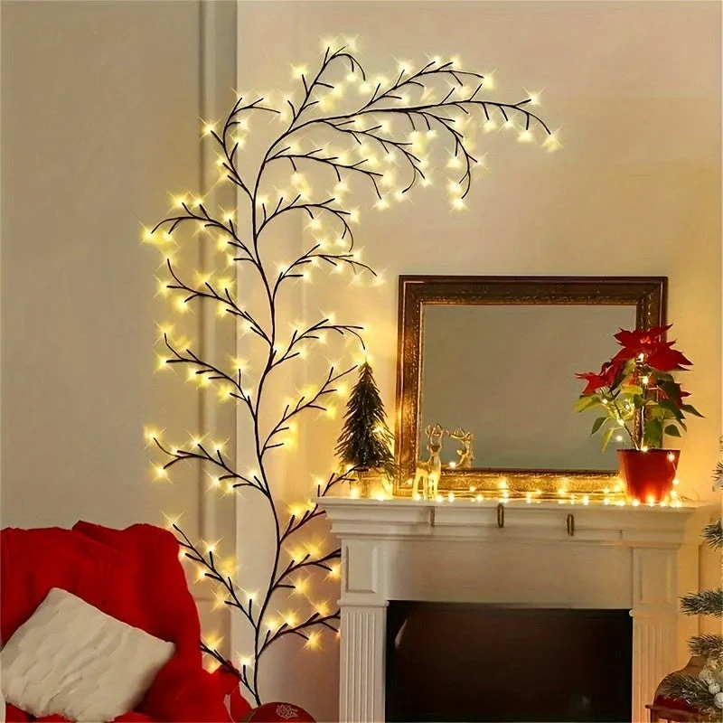 Wandverlichting Wilgentakken LED 96 Lichtpunten Warm Wit USB Decoratieve Wandlamp Sfeerverlichting Interieur | Sansoti