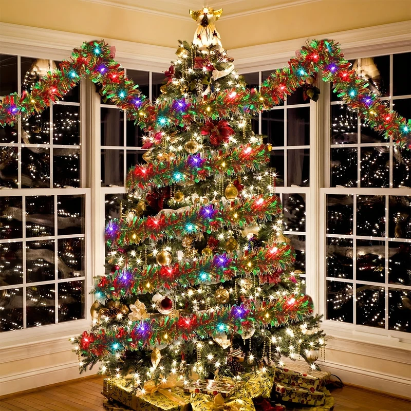 Glitterende LED-slinger 4,88m met 50 lampjes Batterij Kerstdecoratie Feestverlichting Binnen Warm Wit | Sansoti