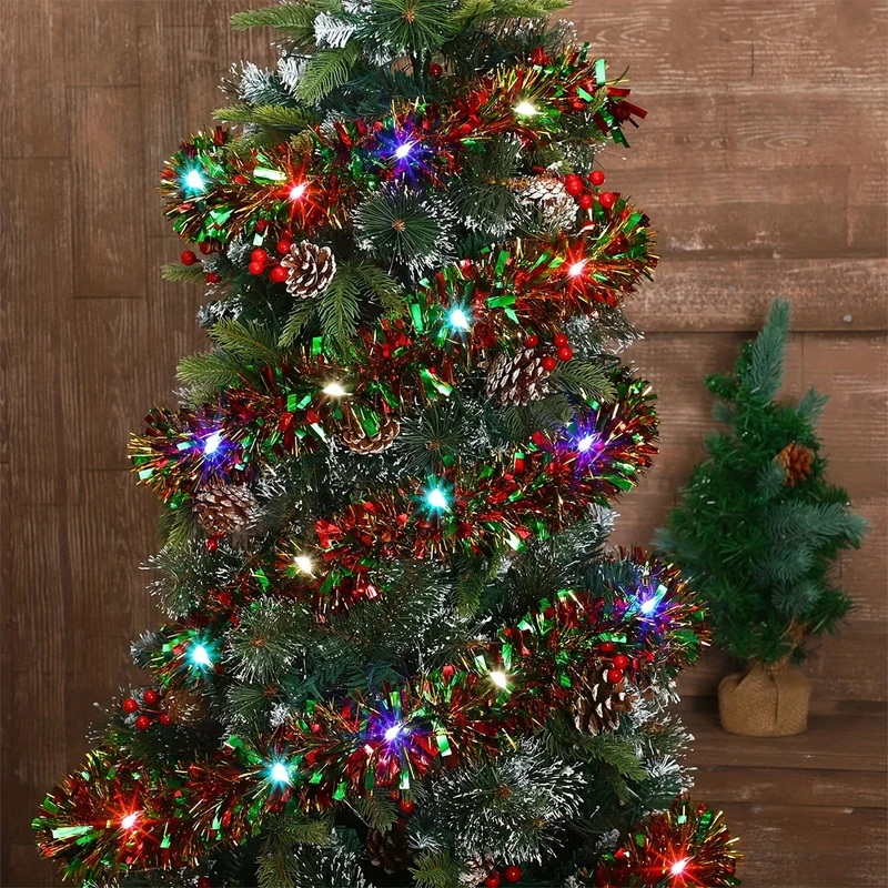 Glitterende LED-slinger 4,88m met 50 lampjes Batterij Kerstdecoratie Feestverlichting Binnen Warm Wit | Sansoti