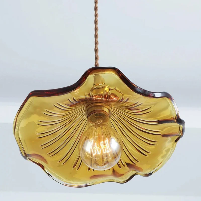 Hanglamp Glas E27 23cm Groen Messing Bloemvorm Eettafel Slaapkamer Retro Verlichting Vintage Hanglamp | Sansoti