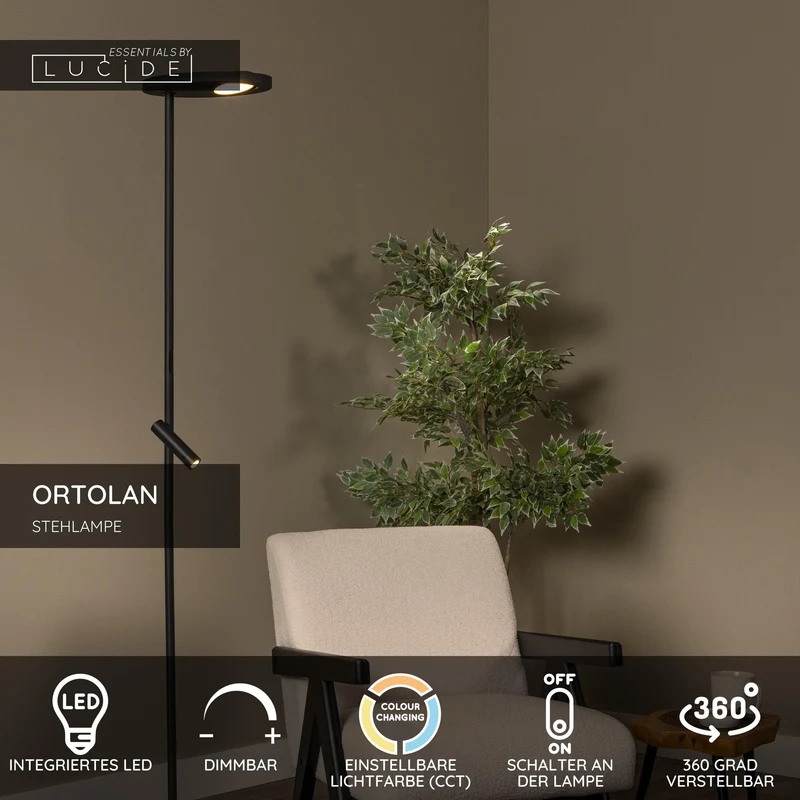 LED-Stehleuchte Ortolan dimmbar mit CCT 177cm