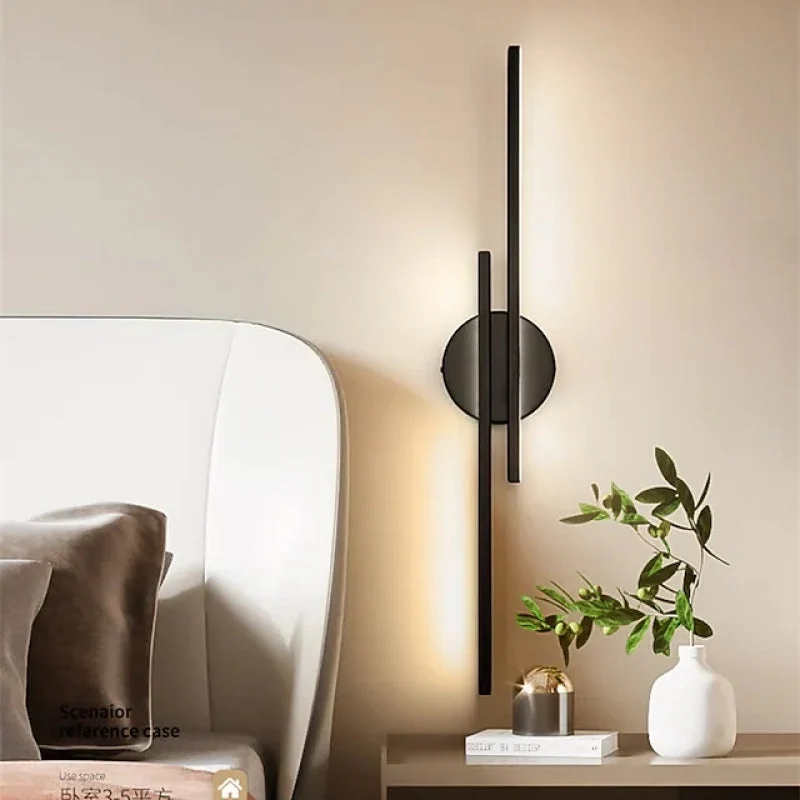 Moderne LED Wandlamp Lineair Zwart Wit Metaal Nordic Design Slaapkamer Woonkamer Sfeerverlichting Stijlvol | Sansoti