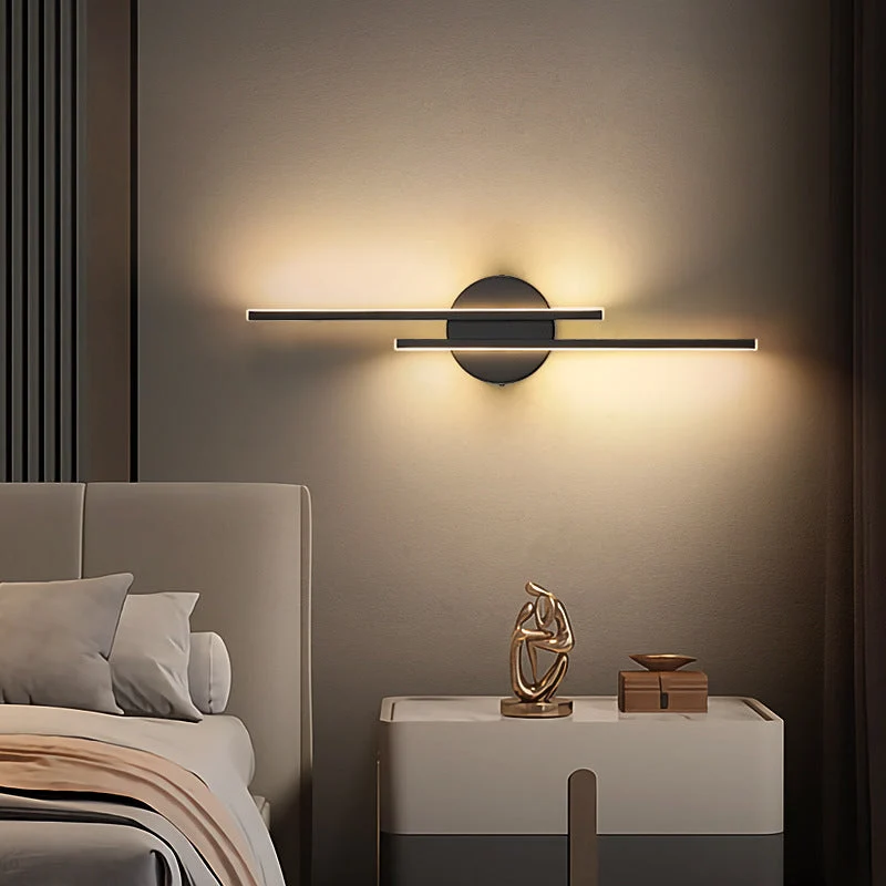 Moderne LED Wandlamp Lineair Zwart Wit Metaal Nordic Design Slaapkamer Woonkamer Sfeerverlichting Stijlvol | Sansoti