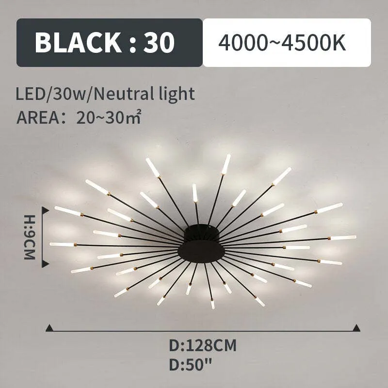 LED Plafondlamp Inbouw Vuurwerk Starburst Design Metaal Acryl Woonkamer Slaapkamer Zwart Goud Modern | Sansoti