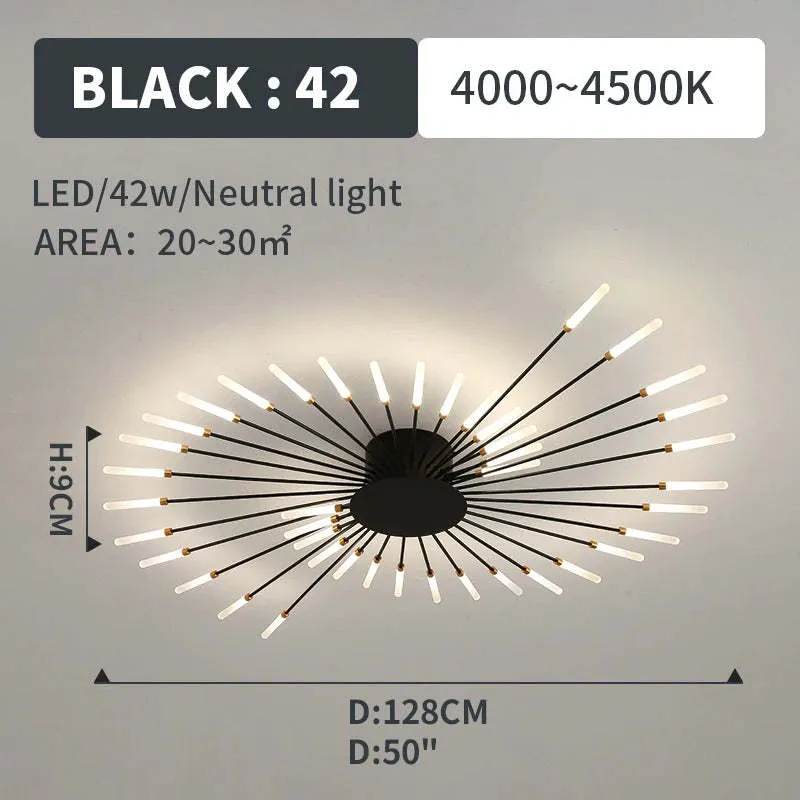 LED Plafondlamp Inbouw Vuurwerk Starburst Design Metaal Acryl Woonkamer Slaapkamer Zwart Goud Modern | Sansoti