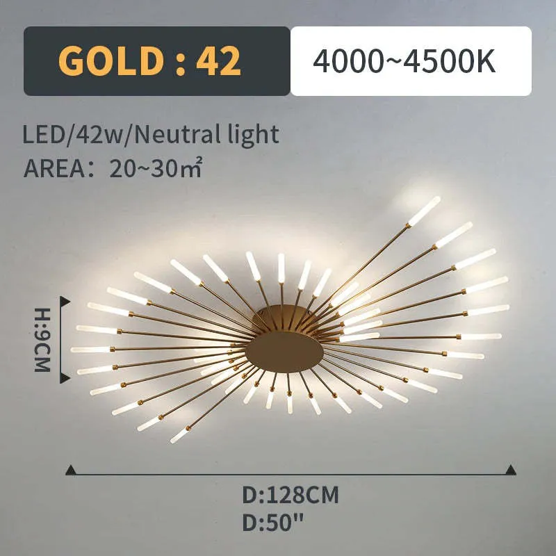 LED Plafondlamp Inbouw Vuurwerk Starburst Design Metaal Acryl Woonkamer Slaapkamer Zwart Goud Modern | Sansoti
