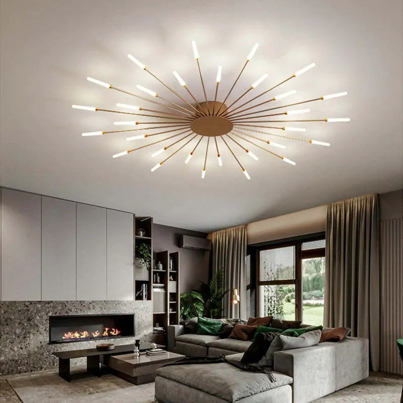 LED Plafondlamp Inbouw Vuurwerk Starburst Design Metaal Acryl Woonkamer Slaapkamer Zwart Goud Modern | Sansoti