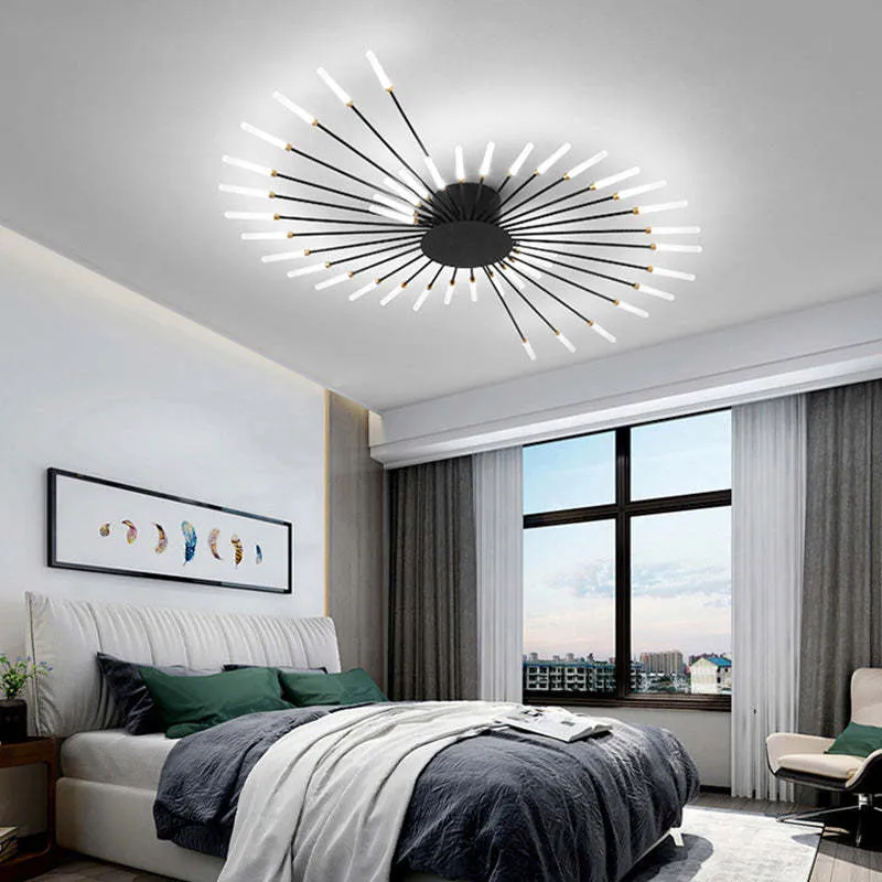 LED Plafondlamp Inbouw Vuurwerk Starburst Design Metaal Acryl Woonkamer Slaapkamer Zwart Goud Modern | Sansoti