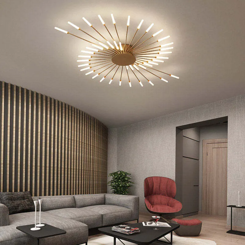 LED Plafondlamp Inbouw Vuurwerk Starburst Design Metaal Acryl Woonkamer Slaapkamer Zwart Goud Modern | Sansoti