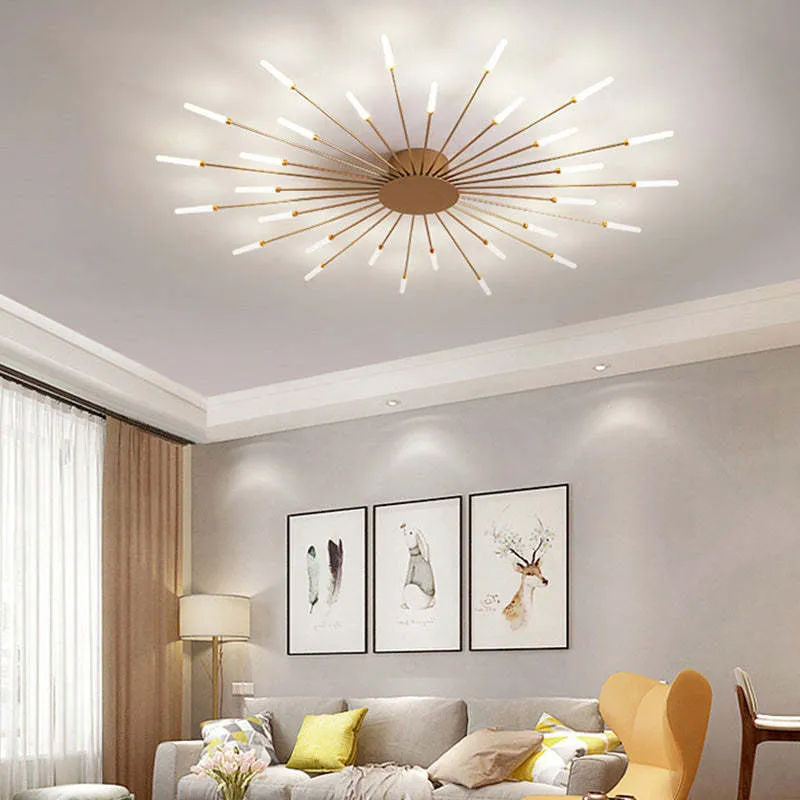 LED Plafondlamp Inbouw Vuurwerk Starburst Design Metaal Acryl Woonkamer Slaapkamer Zwart Goud Modern | Sansoti