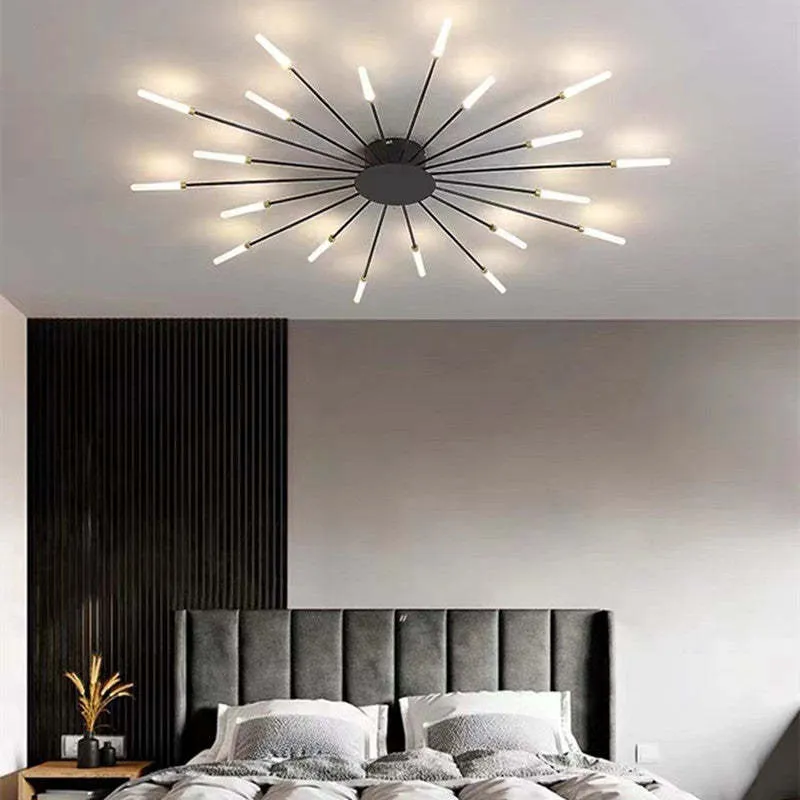 LED Plafondlamp Inbouw Vuurwerk Starburst Design Metaal Acryl Woonkamer Slaapkamer Zwart Goud Modern | Sansoti