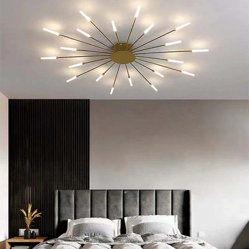 LED Plafondlamp Inbouw Vuurwerk Starburst Design Metaal Acryl Woonkamer Slaapkamer Zwart Goud Modern | Sansoti
