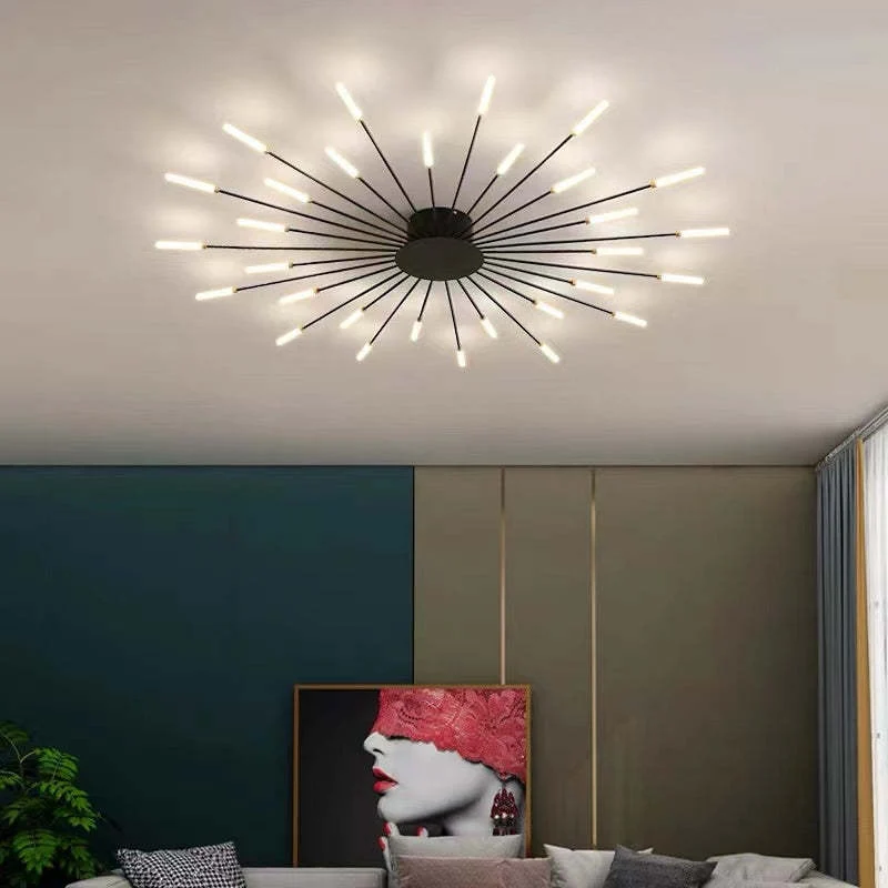 LED Plafondlamp Inbouw Vuurwerk Starburst Design Metaal Acryl Woonkamer Slaapkamer Zwart Goud Modern | Sansoti