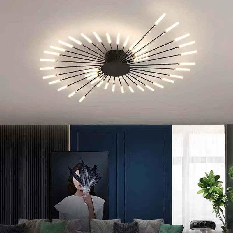 LED Plafondlamp Inbouw Vuurwerk Starburst Design Metaal Acryl Woonkamer Slaapkamer Zwart Goud Modern | Sansoti