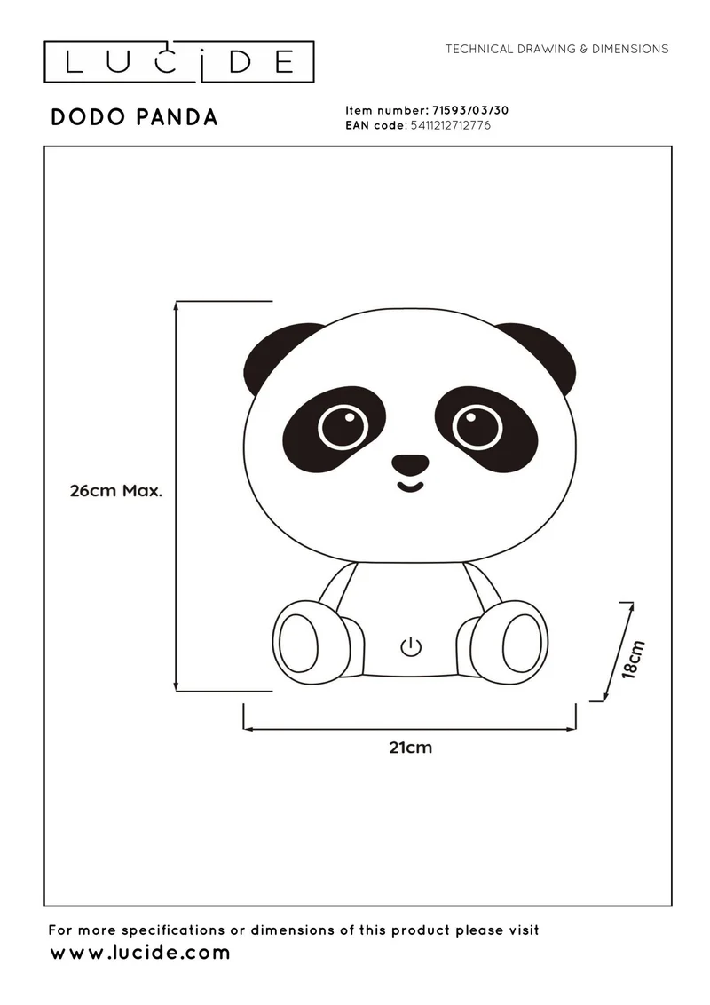LED-Nachtlampe Dodo Panda Touchdimmer dimmbar Kinderzimmer