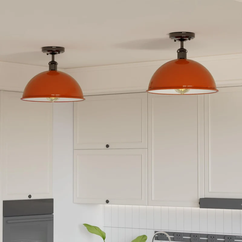2 Set mit industriellen Metall Kuppel-Deckenleuchten Ø30cm-E27~3626