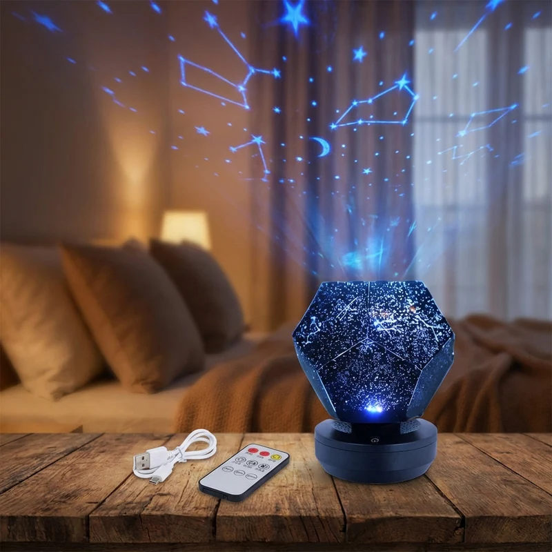 Sterrenhemel Projector LED USB Oplaadbaar Roterende Constellaties Slaapkamer Kinderkamer Nachtlamp Afstandsbediening Dimbaar | Sansoti